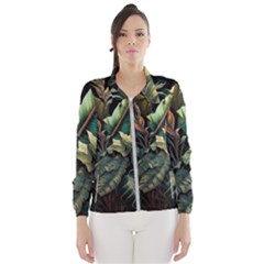 Tropical Leaf Leaves Foliage Monstera Nature Women s Windbreaker