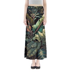 Tropical Leaf Leaves Foliage Monstera Nature Full Length Maxi Skirt