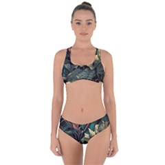 Tropical Leaf Leaves Foliage Monstera Nature Criss Cross Bikini Set