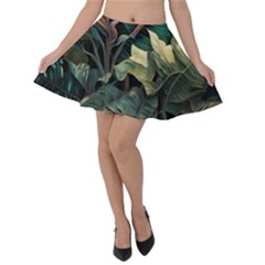 Tropical Leaf Leaves Foliage Monstera Nature Velvet Skater Skirt