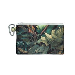 Tropical Leaf Leaves Foliage Monstera Nature Canvas Cosmetic Bag (small)