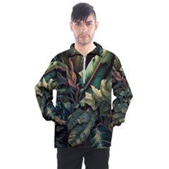 Tropical Leaf Leaves Foliage Monstera Nature Men s Half Zip Pullover by Jancukart