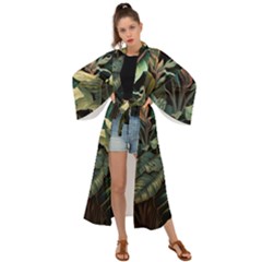 Tropical Leaf Leaves Foliage Monstera Nature Maxi Kimono