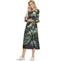 Tropical Leaf Leaves Foliage Monstera Nature Double Cuff Midi Dress View2