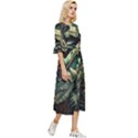 Tropical Leaf Leaves Foliage Monstera Nature Double Cuff Midi Dress View3