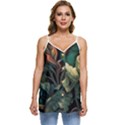 Tropical Leaf Leaves Foliage Monstera Nature Casual Spaghetti Strap Chiffon Top View1