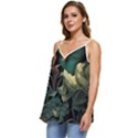 Tropical Leaf Leaves Foliage Monstera Nature Casual Spaghetti Strap Chiffon Top View2