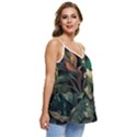 Tropical Leaf Leaves Foliage Monstera Nature Casual Spaghetti Strap Chiffon Top View3