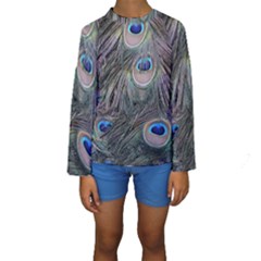 Peacock Feathers Peacock Bird Feathers Kids  Long Sleeve Swimwear