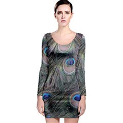 Peacock Feathers Peacock Bird Feathers Long Sleeve Bodycon Dress