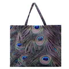 Peacock Feathers Peacock Bird Feathers Zipper Large Tote Bag