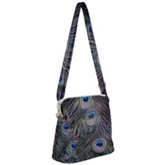 Peacock Feathers Peacock Bird Feathers Zipper Messenger Bag