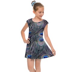 Peacock Feathers Peacock Bird Feathers Kids  Cap Sleeve Dress