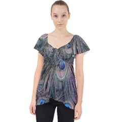 Peacock Feathers Peacock Bird Feathers Lace Front Dolly Top