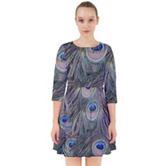 Peacock Feathers Peacock Bird Feathers Smock Dress