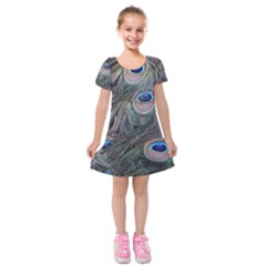 Peacock Feathers Peacock Bird Feathers Kids  Short Sleeve Velvet Dress