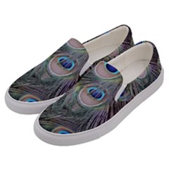 Peacock Feathers Peacock Bird Feathers Men s Canvas Slip Ons