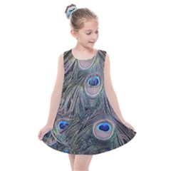 Peacock Feathers Peacock Bird Feathers Kids  Summer Dress by Jancukart