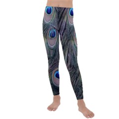 Peacock Feathers Peacock Bird Feathers Kids  Lightweight Velour Leggings