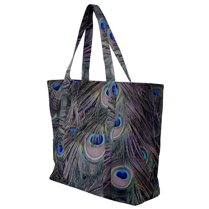 Peacock Feathers Peacock Bird Feathers Zip Up Canvas Bag