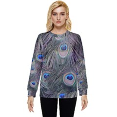 Peacock Feathers Peacock Bird Feathers Hidden Pocket Sweatshirt