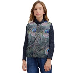 Peacock Feathers Peacock Bird Feathers Kid s Short Button Up Puffer Vest	