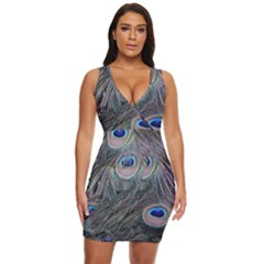 Peacock Feathers Peacock Bird Feathers Draped Bodycon Dress