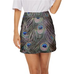 Peacock Feathers Peacock Bird Feathers Mini Front Wrap Skirt