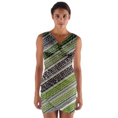 Field Agriculture Farm Stripes Diagonal Wrap Front Bodycon Dress