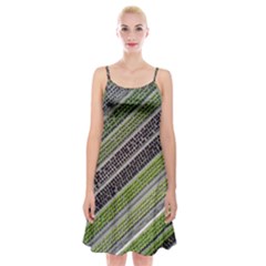 Field Agriculture Farm Stripes Diagonal Spaghetti Strap Velvet Dress by Jancukart