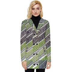 Field Agriculture Farm Stripes Diagonal Button Up Hooded Coat  by Jancukart