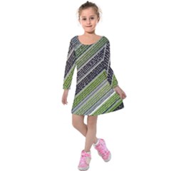 Field Agriculture Farm Stripes Diagonal Kids  Long Sleeve Velvet Dress by Jancukart