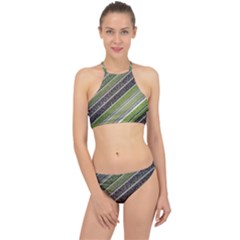 Field Agriculture Farm Stripes Diagonal Racer Front Bikini Set by Jancukart