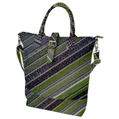 Field Agriculture Farm Stripes Diagonal Buckle Top Tote Bag