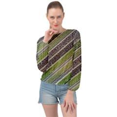 Field Agriculture Farm Stripes Diagonal Banded Bottom Chiffon Top by Jancukart