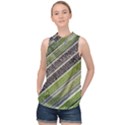 Field Agriculture Farm Stripes Diagonal High Neck Satin Top View1