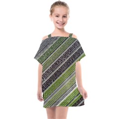 Field Agriculture Farm Stripes Diagonal Kids  One Piece Chiffon Dress by Jancukart