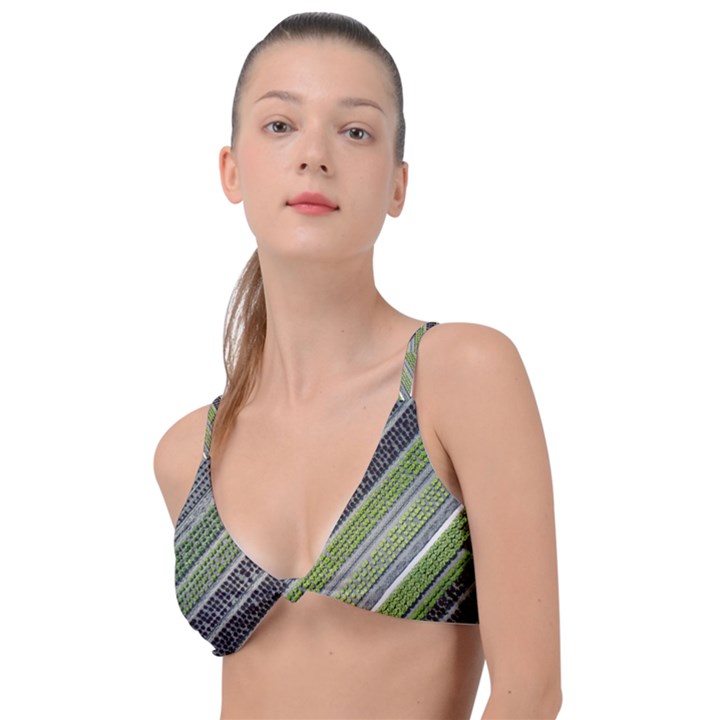 Field Agriculture Farm Stripes Diagonal Knot Up Bikini Top