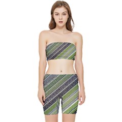 Field Agriculture Farm Stripes Diagonal Stretch Shorts And Tube Top Set by Jancukart