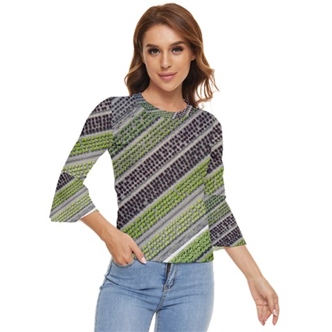 Field Agriculture Farm Stripes Diagonal Bell Sleeve Top by Jancukart