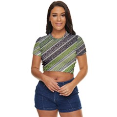 Field Agriculture Farm Stripes Diagonal Side Button Cropped Tee by Jancukart