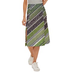 Field Agriculture Farm Stripes Diagonal Midi Panel Skirt