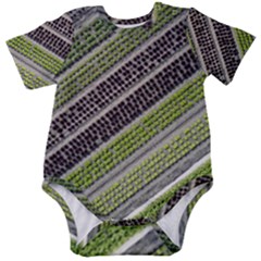 Field Agriculture Farm Stripes Diagonal Baby Short Sleeve Bodysuit