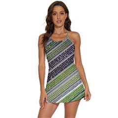 Field Agriculture Farm Stripes Diagonal 2-in-1 Flare Activity Dress by Jancukart