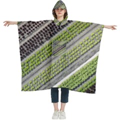 Field Agriculture Farm Stripes Diagonal Women s Hooded Rain Ponchos