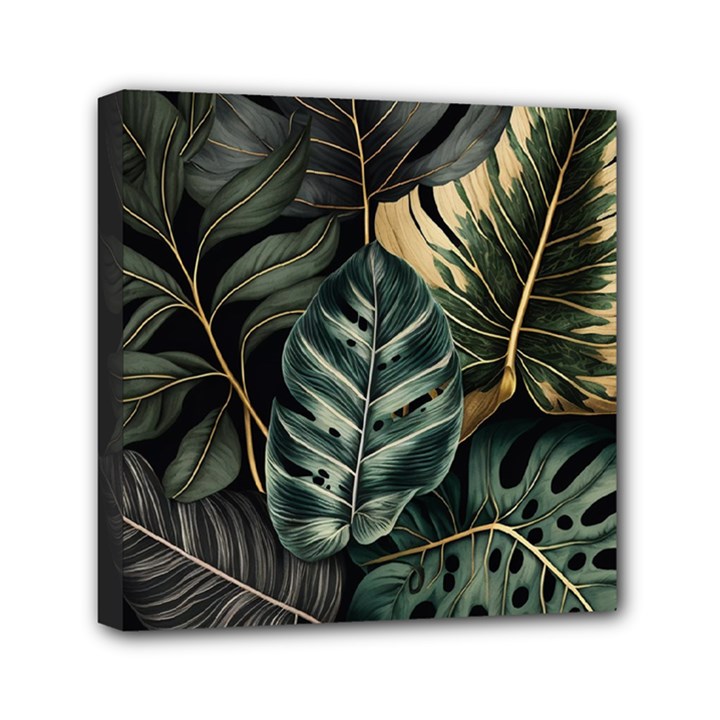 Tropical Leaves Foliage Monstera Nature Home Mini Canvas 6  x 6  (Stretched)