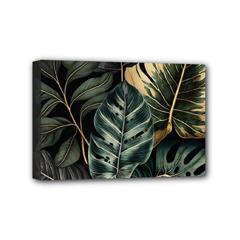 Tropical Leaves Foliage Monstera Nature Home Mini Canvas 6  x 4  (Stretched)