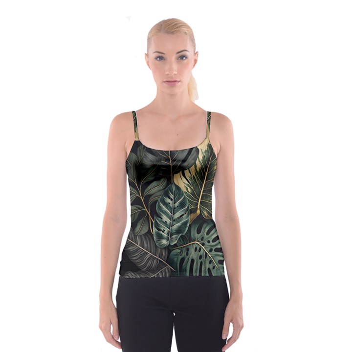 Tropical Leaves Foliage Monstera Nature Home Spaghetti Strap Top