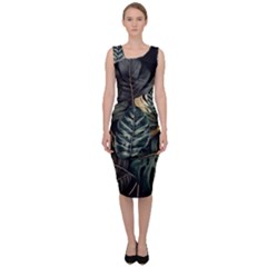 Tropical Leaves Foliage Monstera Nature Home Sleeveless Pencil Dress