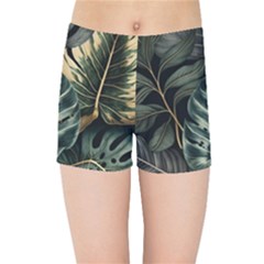 Tropical Leaves Foliage Monstera Nature Home Kids  Sports Shorts